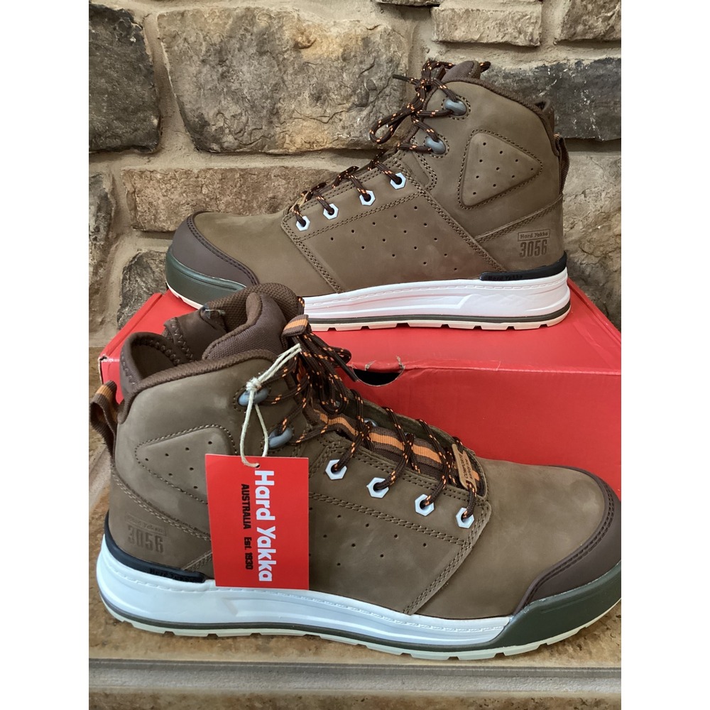 Hard Yakka 3056 Mens Size 10.5 Composite Safety Toe Work Boots Oak Brown New